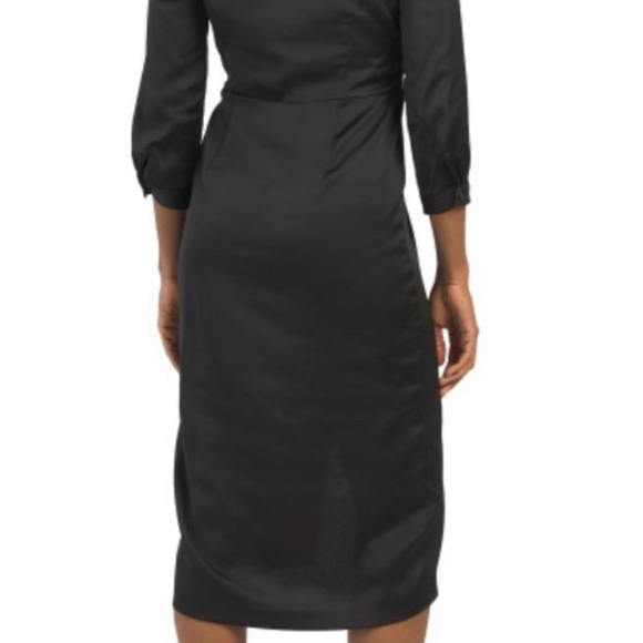 NWT TAYLOR Black Satin Font knot dress Sz. 4 - Picture 6 of 8